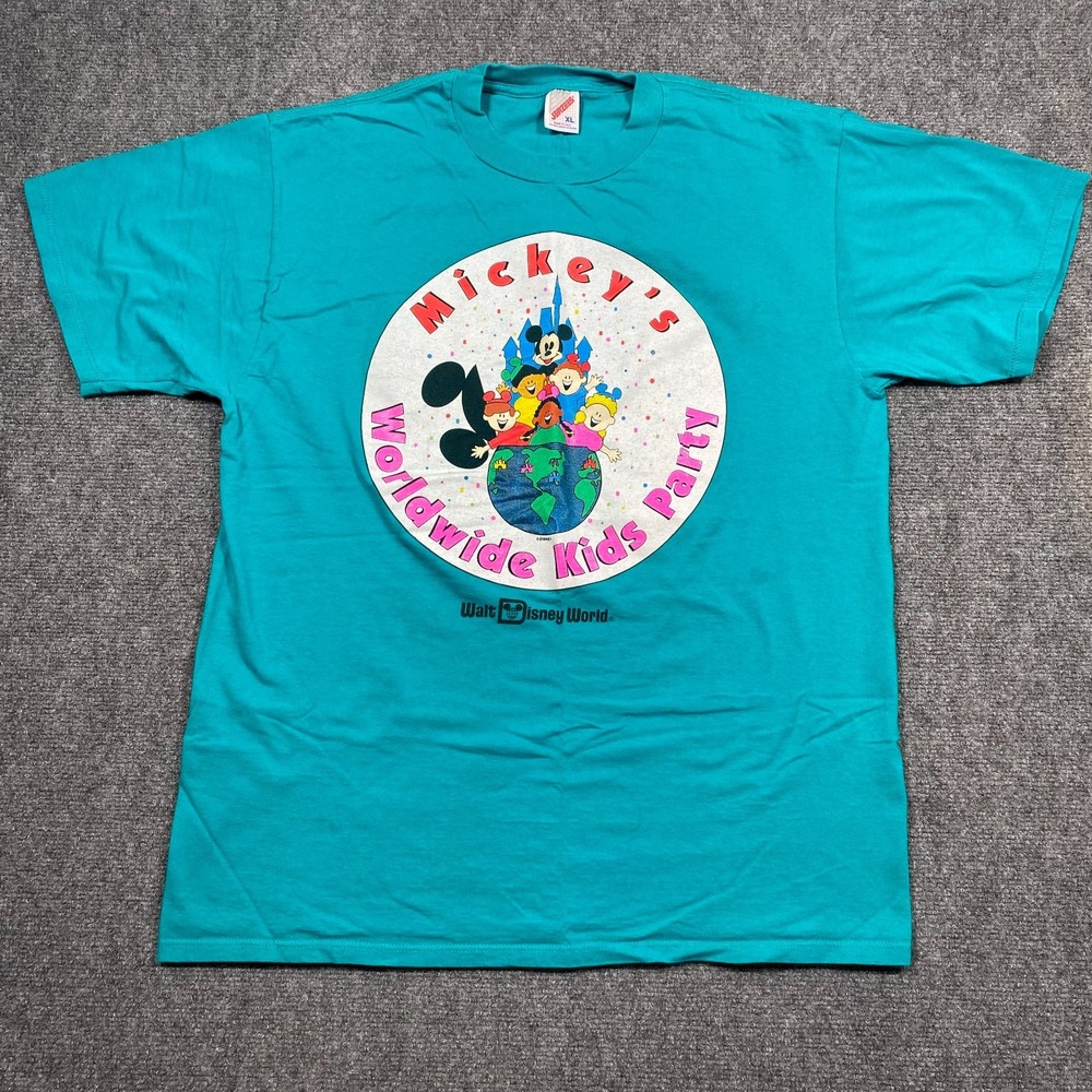 Vtg 90s Disneyland Shirt‎ Mickey's Worldwide Kids Party Delta Airlines Men's XL